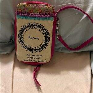Karma Canvas Crossbody Bag - Pink and Cream